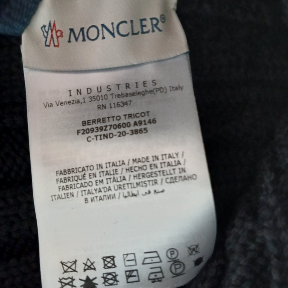 Moncler black wool one size unisex beanie - Picture 4 of 6